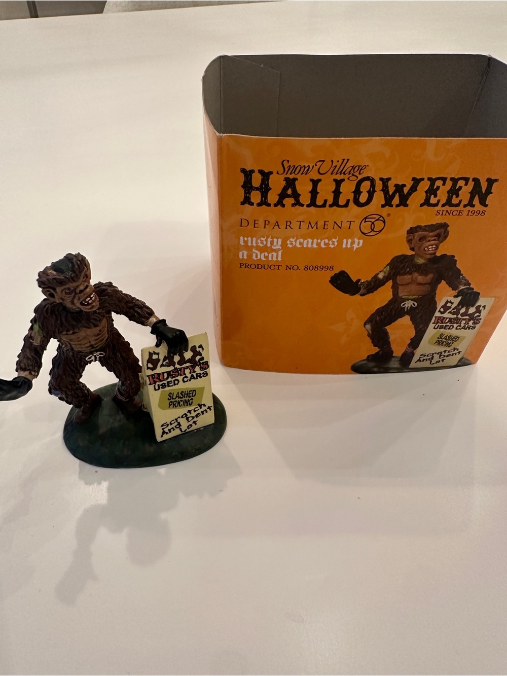Department 56 Halloween Werewolf Figurine with Brown Fur and Green Base